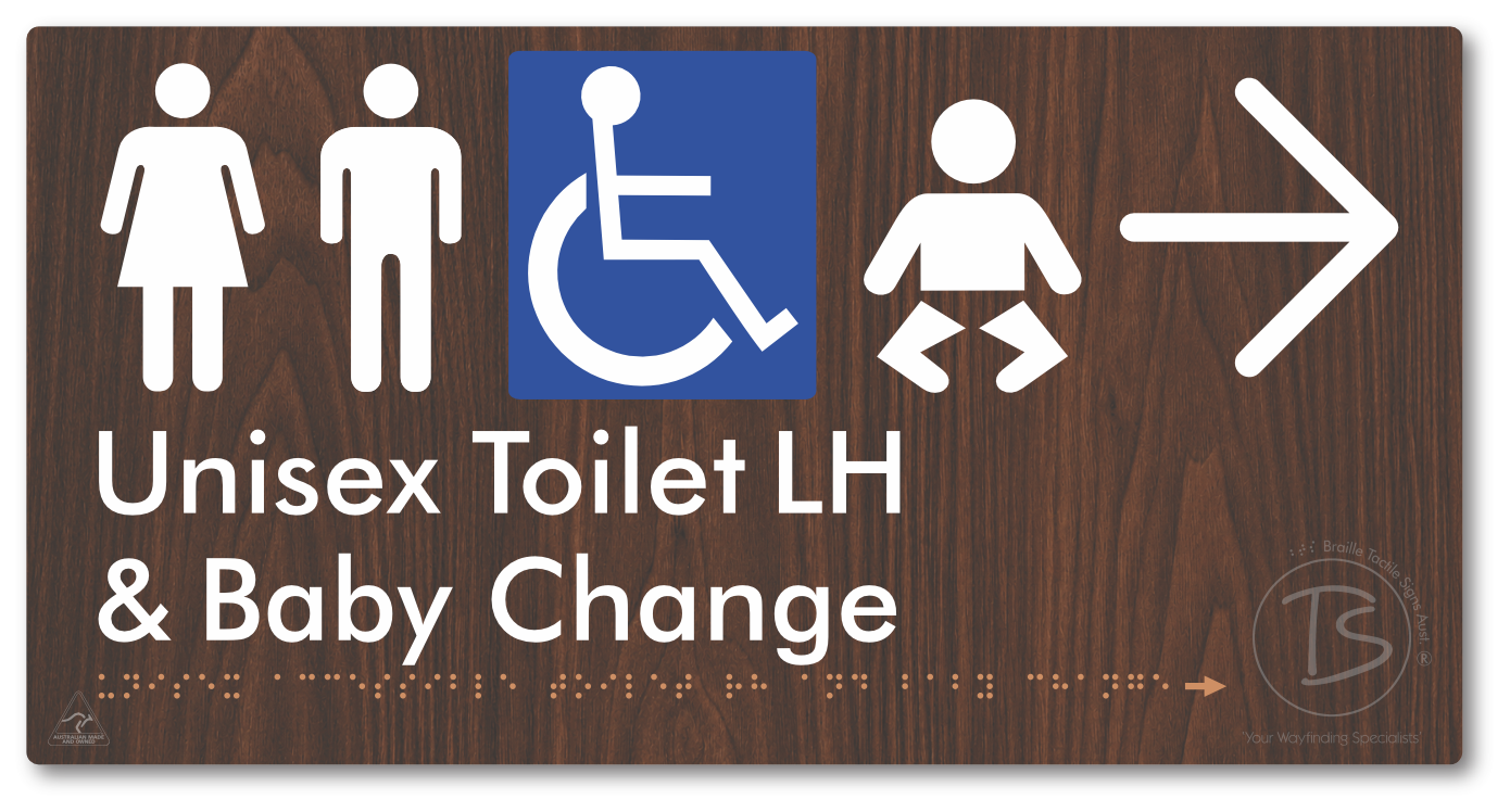 Unisex Accessible Toilet LH and Baby Change with Large Arrow