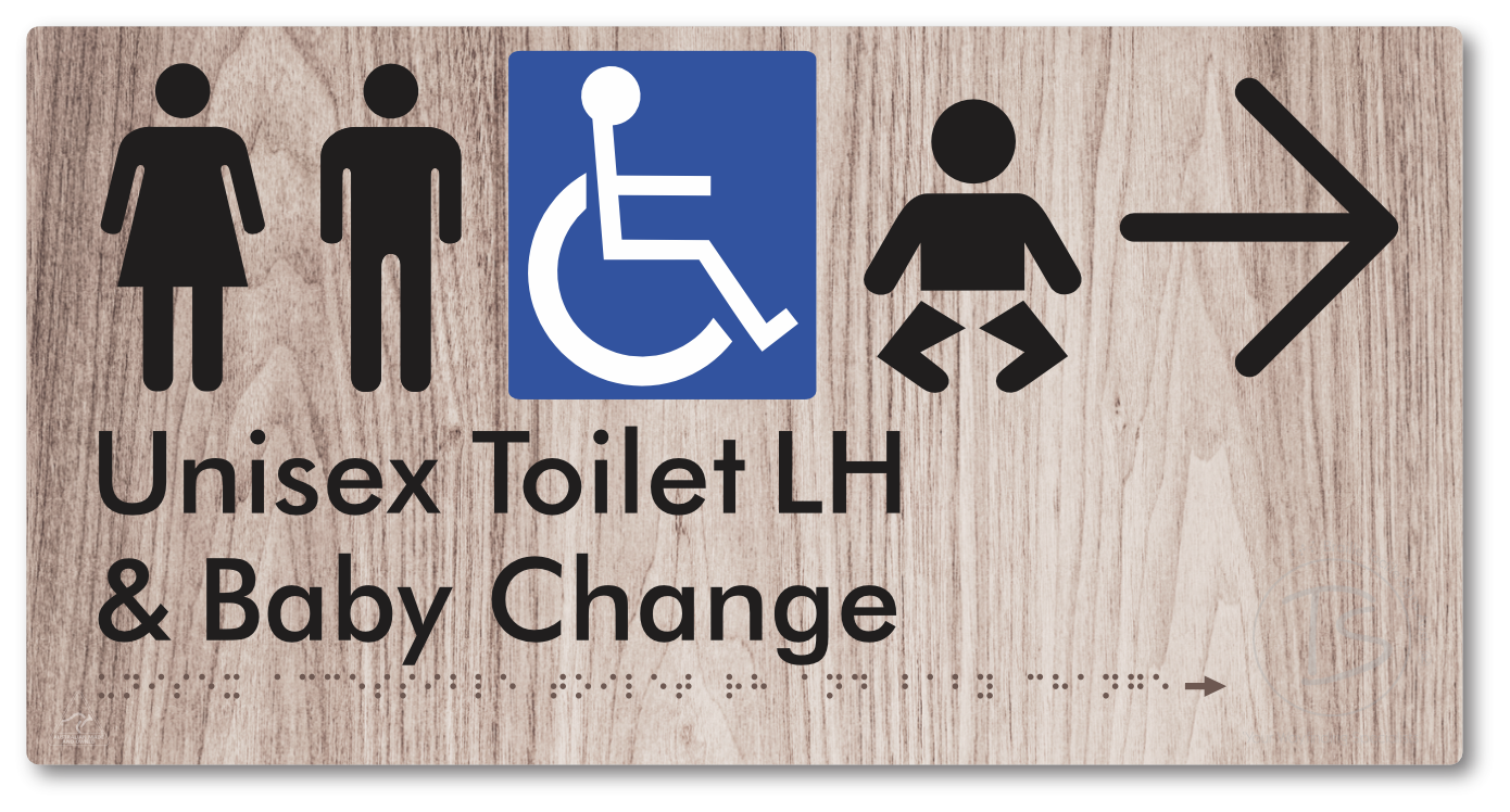 Unisex Accessible Toilet LH and Baby Change with Large Arrow