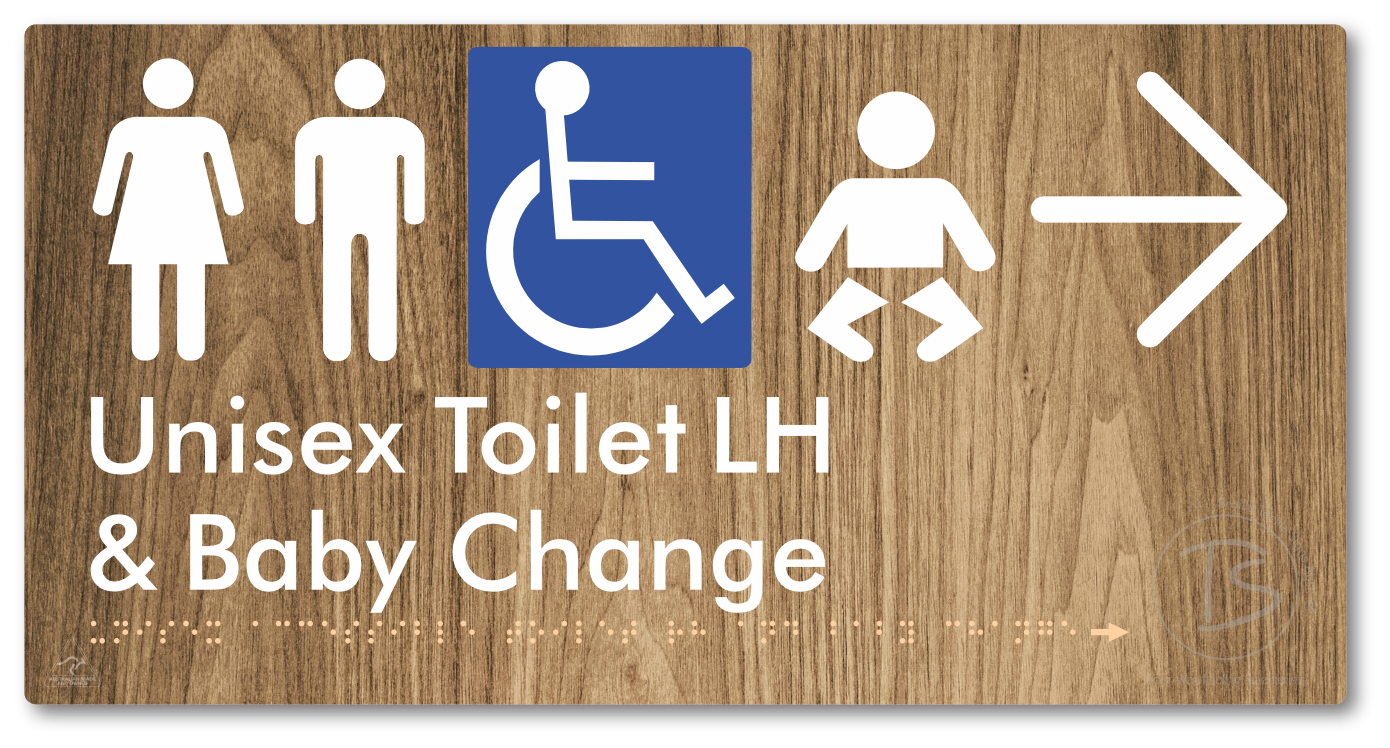 Unisex Accessible Toilet LH and Baby Change with Large Arrow