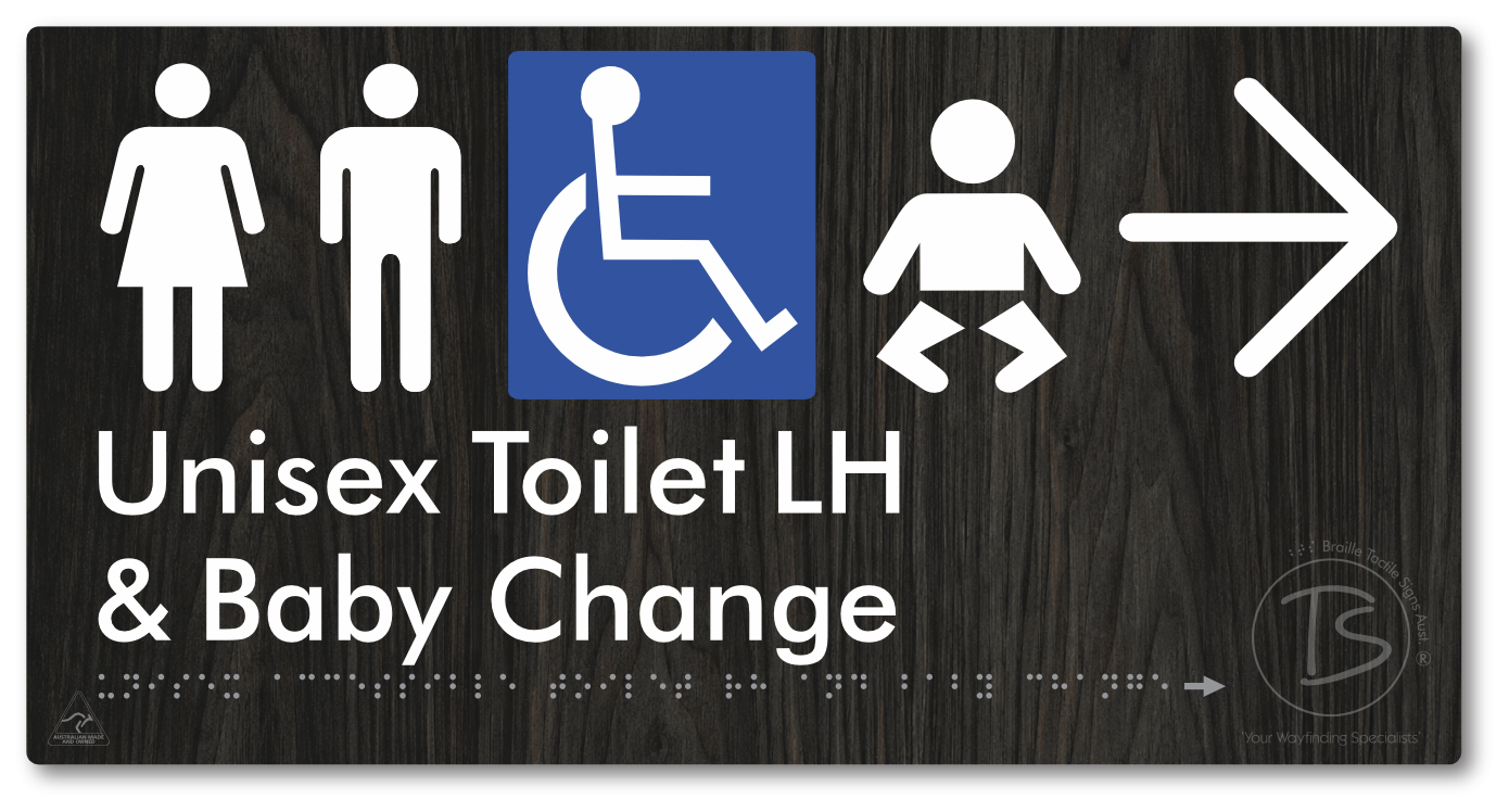 Unisex Accessible Toilet LH and Baby Change with Large Arrow