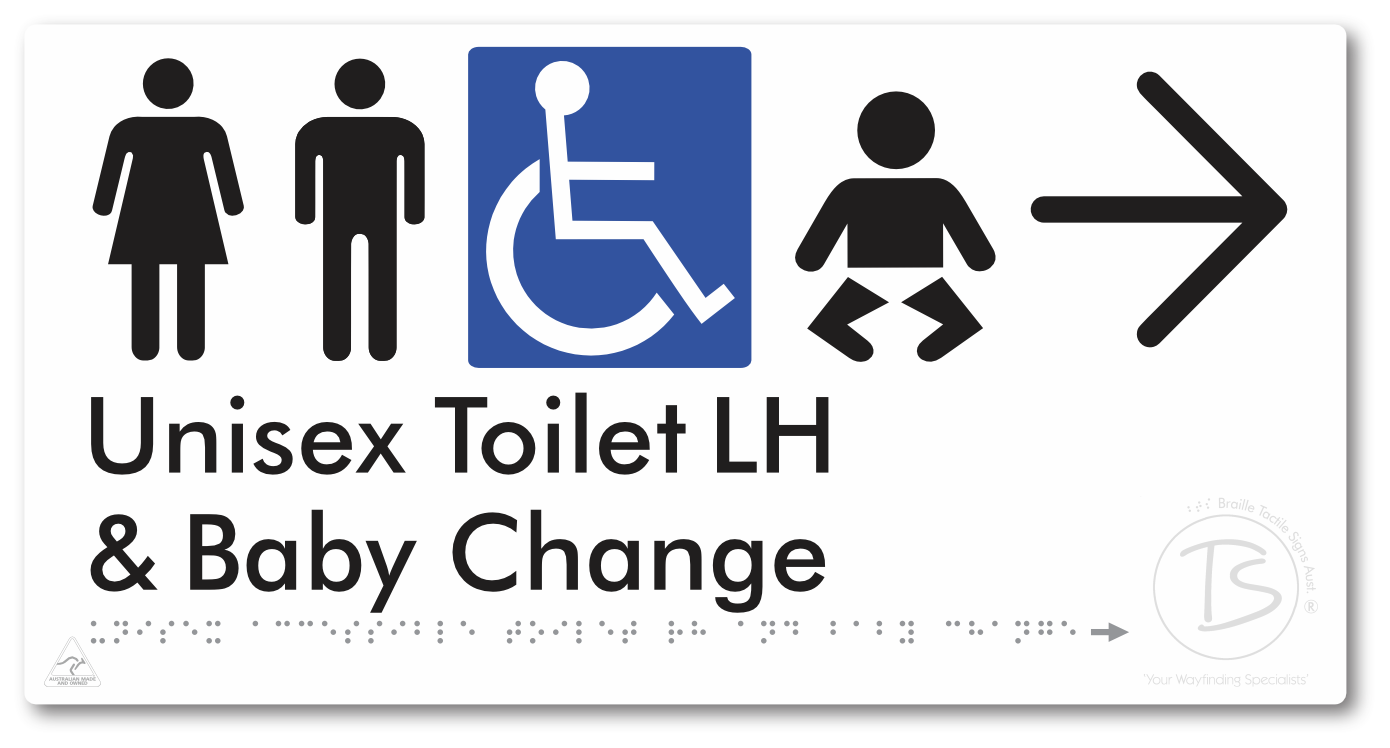 Unisex Accessible Toilet LH and Baby Change with Large Arrow