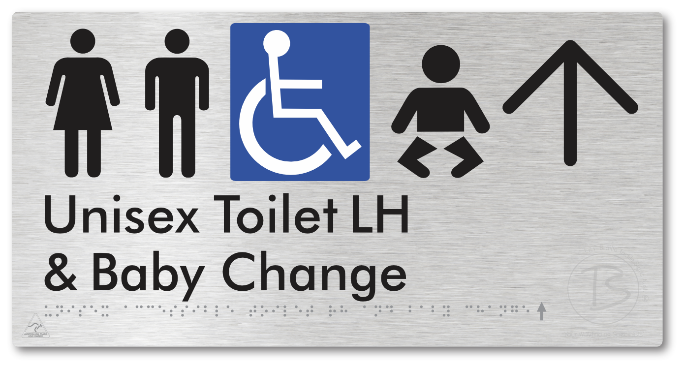 Unisex Accessible Toilet LH and Baby Change with Large Arrow