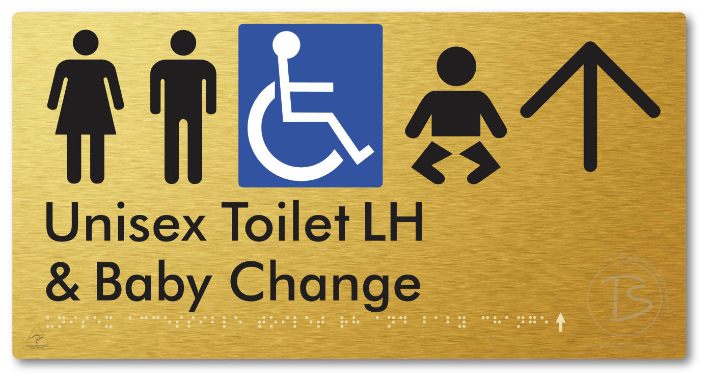 Unisex Accessible Toilet LH and Baby Change with Large Arrow
