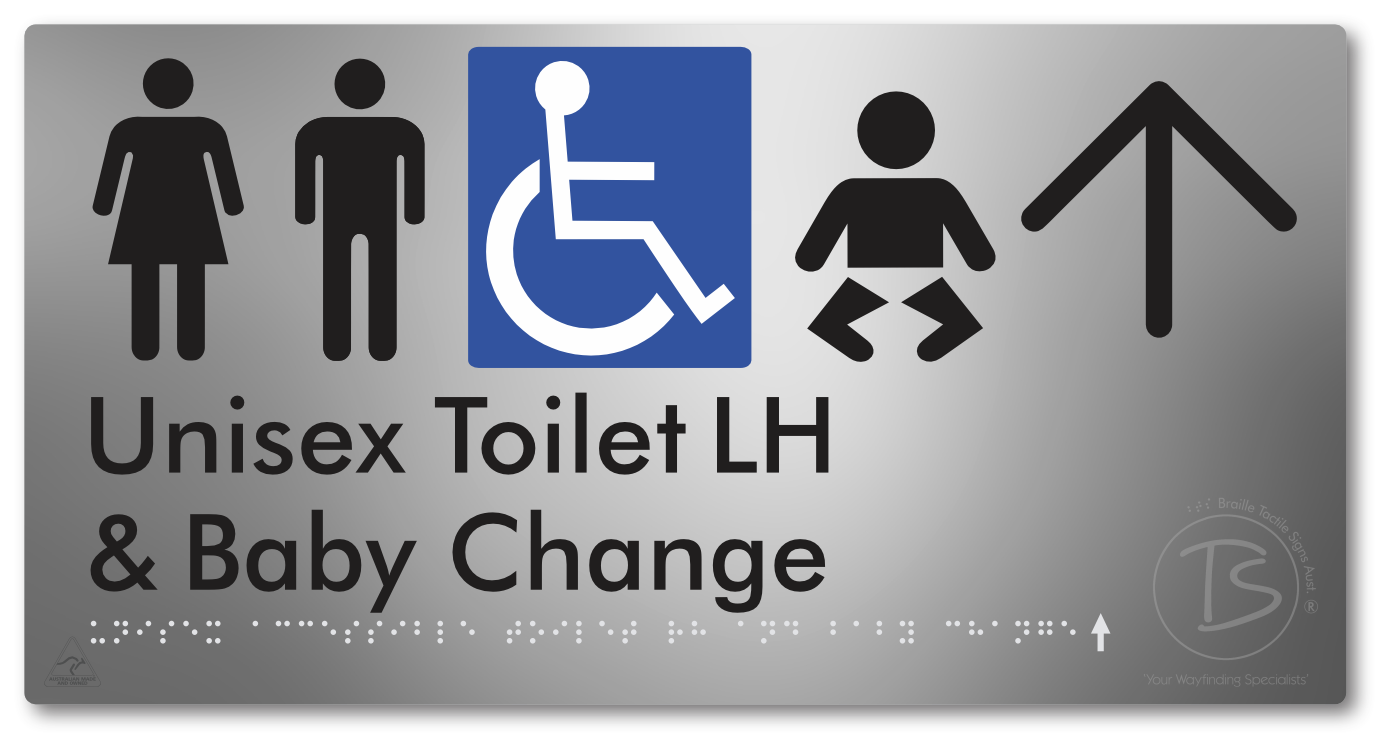 Unisex Accessible Toilet LH and Baby Change with Large Arrow