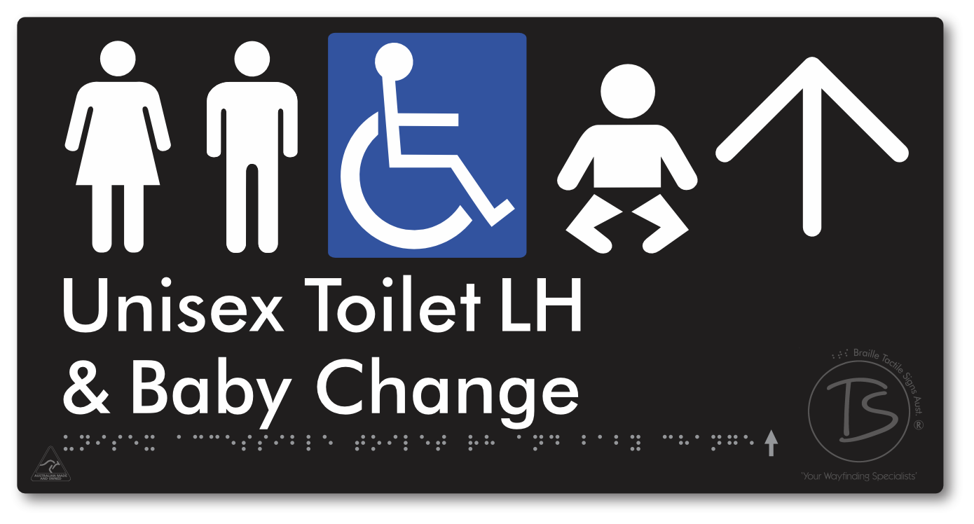 Unisex Accessible Toilet LH and Baby Change with Large Arrow
