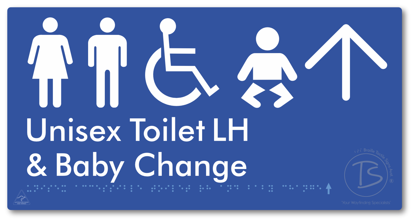 Unisex Accessible Toilet LH and Baby Change with Large Arrow