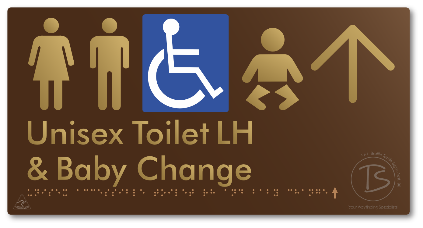 Unisex Accessible Toilet LH and Baby Change with Large Arrow