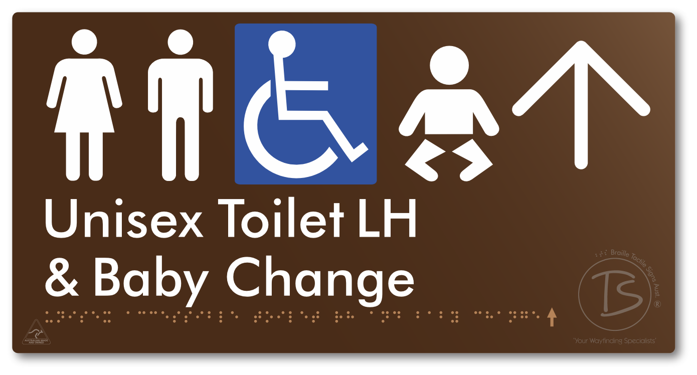 Unisex Accessible Toilet LH and Baby Change with Large Arrow