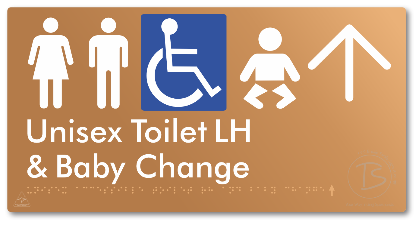 Unisex Accessible Toilet LH and Baby Change with Large Arrow
