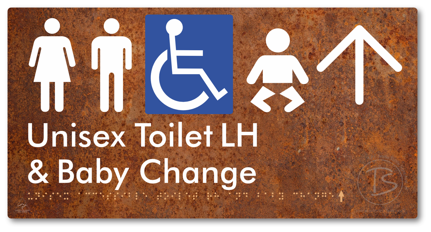 Unisex Accessible Toilet LH and Baby Change with Large Arrow