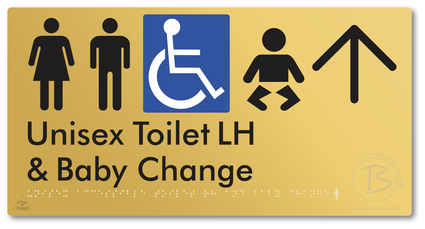 Unisex Accessible Toilet LH and Baby Change with Large Arrow