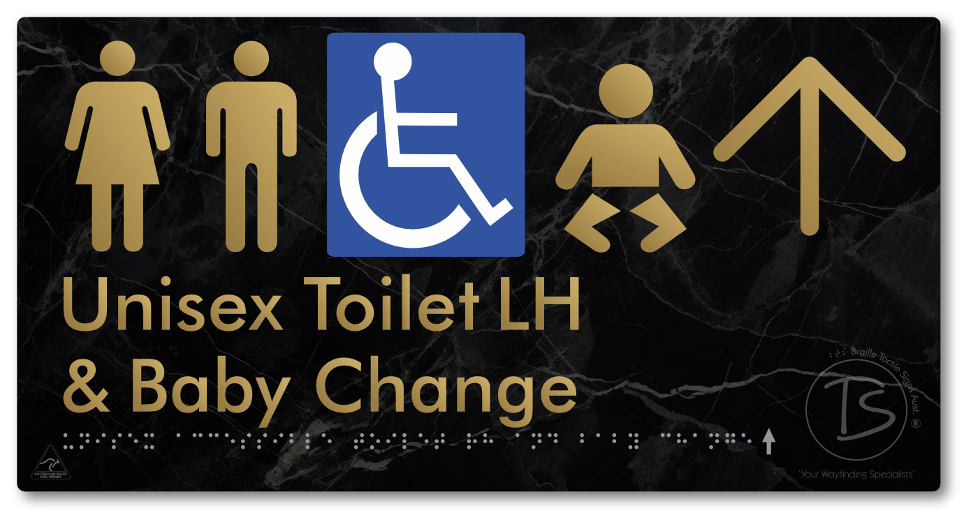 Unisex Accessible Toilet LH and Baby Change with Large Arrow