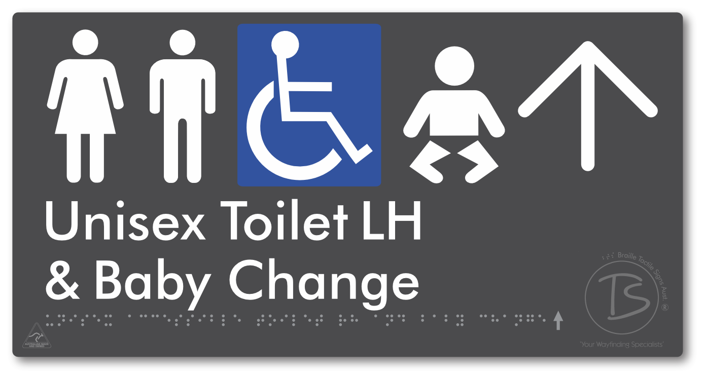 Unisex Accessible Toilet LH and Baby Change with Large Arrow
