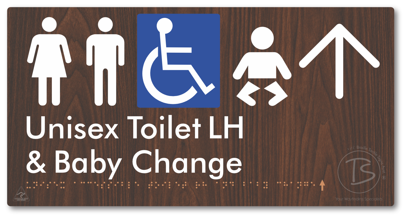 Unisex Accessible Toilet LH and Baby Change with Large Arrow