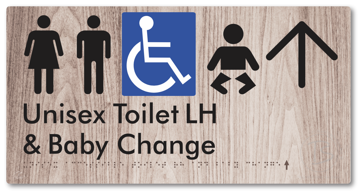 Unisex Accessible Toilet LH and Baby Change with Large Arrow