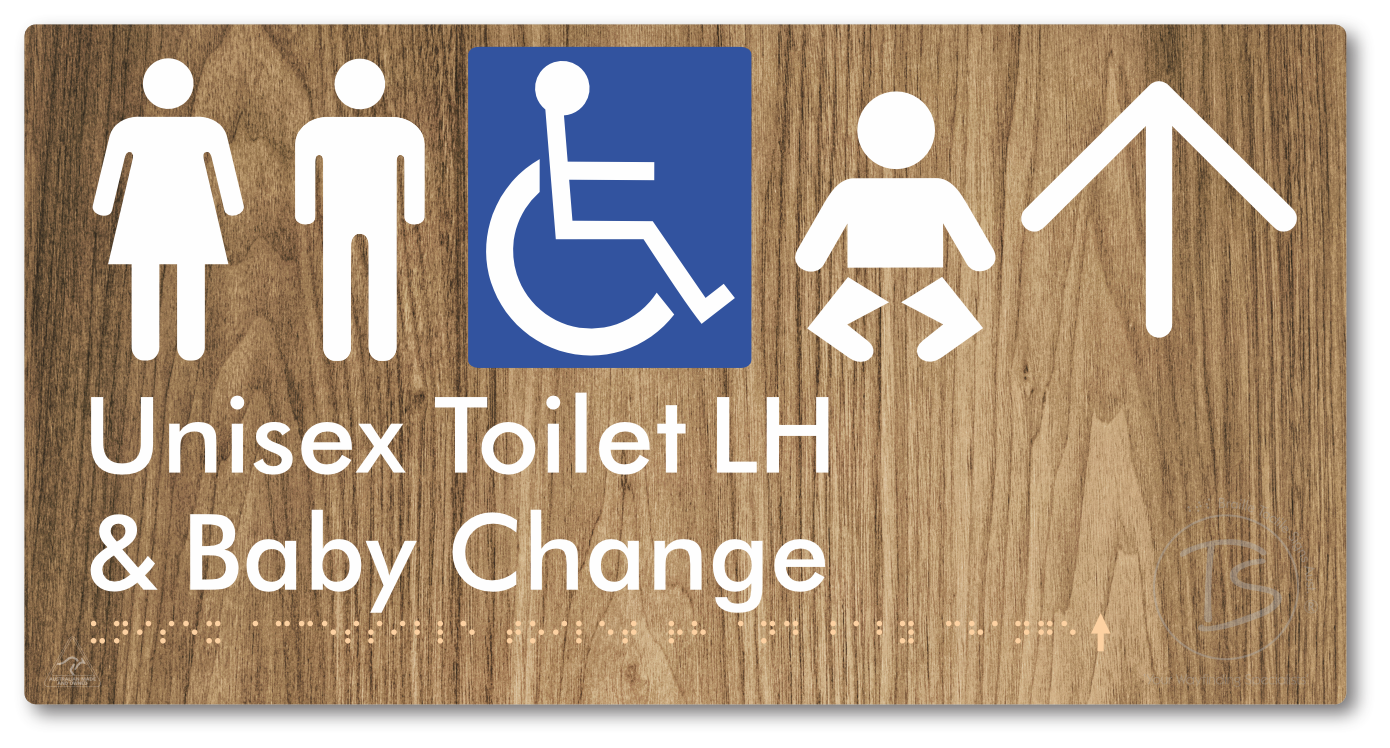 Unisex Accessible Toilet LH and Baby Change with Large Arrow