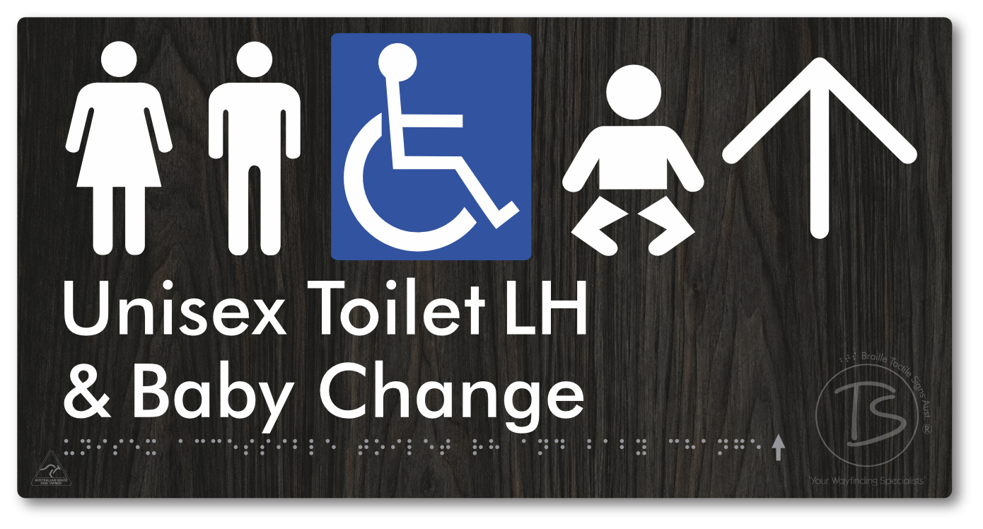 Unisex Accessible Toilet LH and Baby Change with Large Arrow