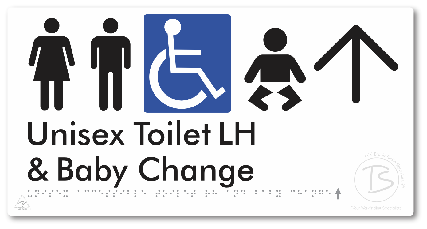 Unisex Accessible Toilet LH and Baby Change with Large Arrow