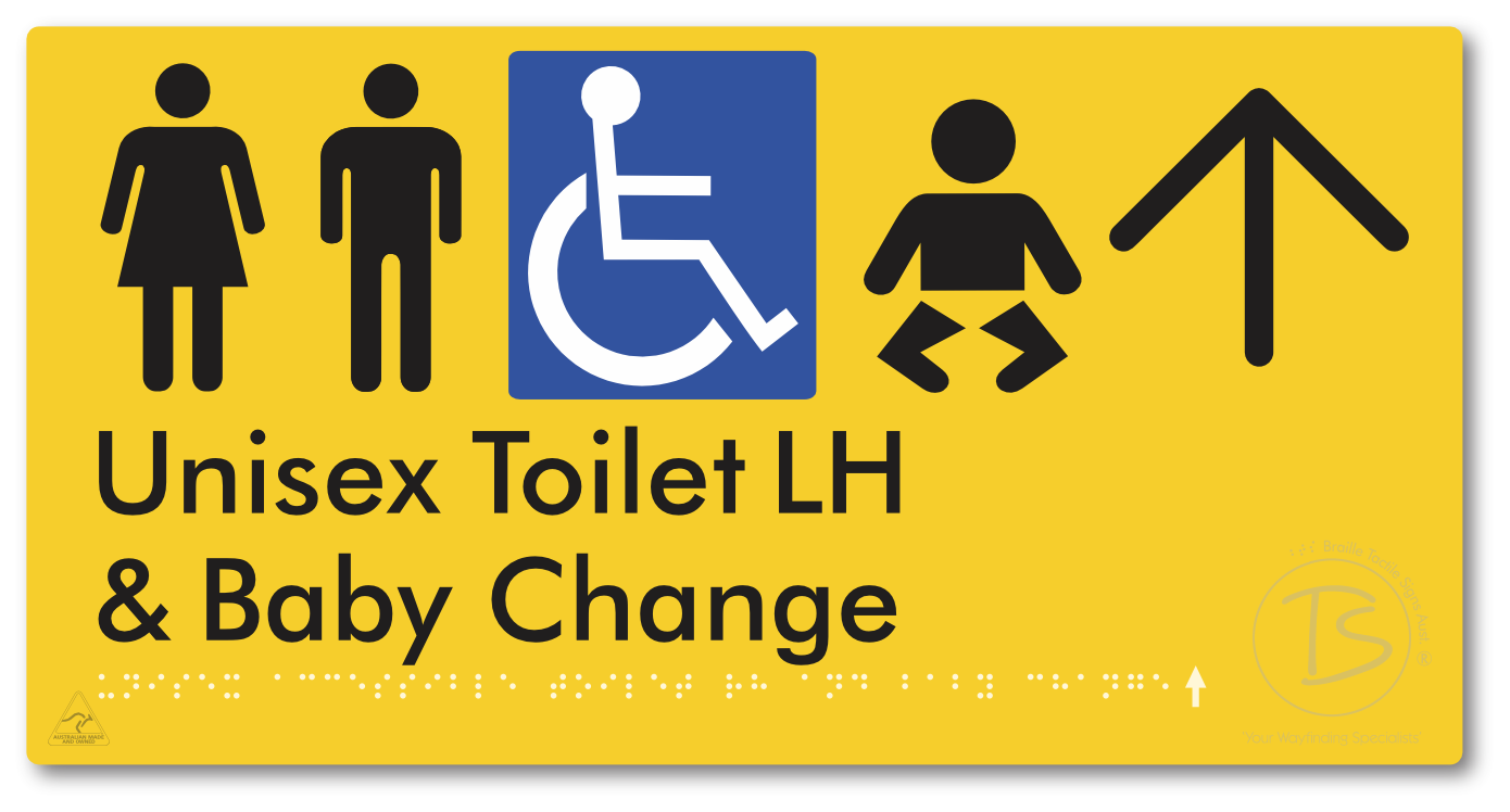 Unisex Accessible Toilet LH and Baby Change with Large Arrow