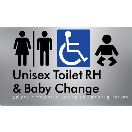 Unisex Accessible Toilet RH and Baby Change w/ Air Lock - Braille Tactile Signs Aust.