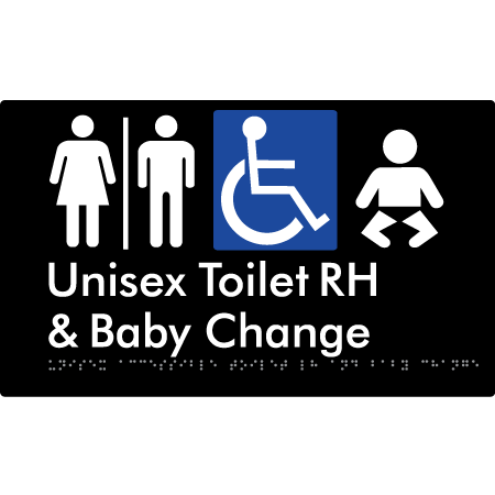 Unisex Accessible Toilet RH and Baby Change w/ Air Lock - Braille Tactile Signs Aust.