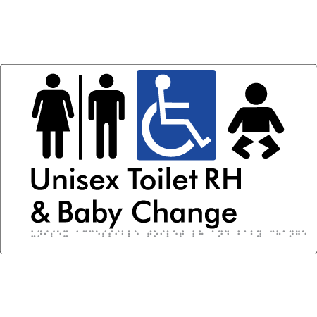 Unisex Accessible Toilet RH and Baby Change w/ Air Lock - Braille Tactile Signs Aust.