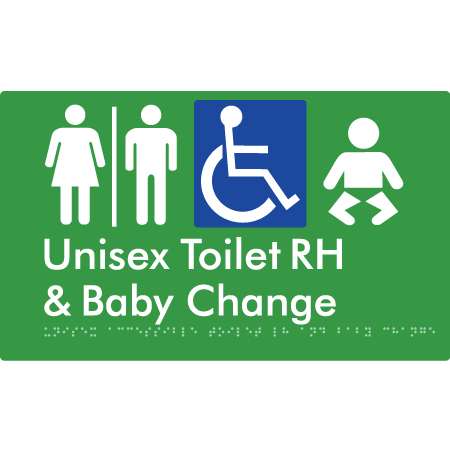 Unisex Accessible Toilet RH and Baby Change w/ Air Lock - Braille Tactile Signs Aust.
