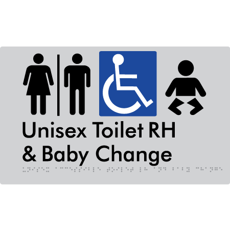 Unisex Accessible Toilet RH and Baby Change w/ Air Lock - Braille Tactile Signs Aust.