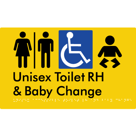 Unisex Accessible Toilet RH and Baby Change w/ Air Lock - Braille Tactile Signs Aust.