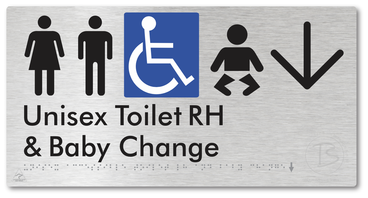 Unisex Accessible Toilet RH and Baby Change with Large Directional Arrow