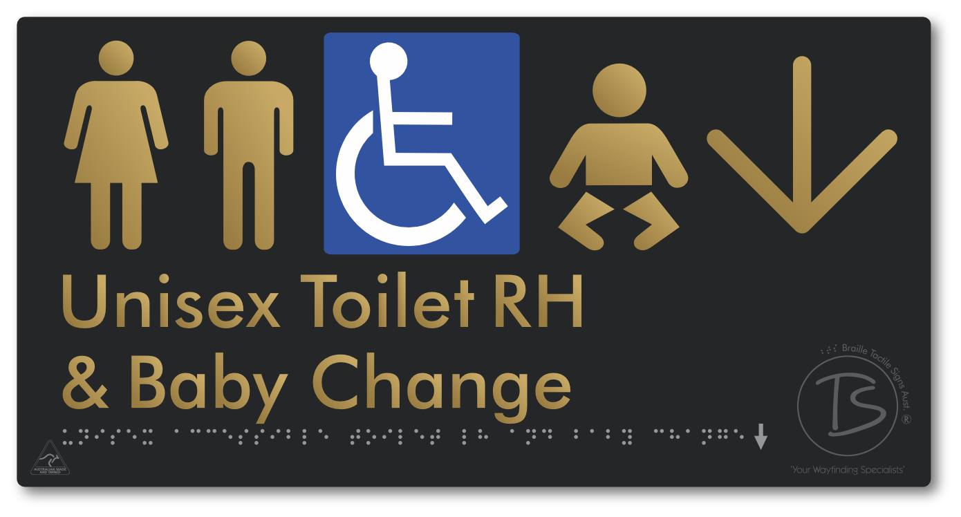 Unisex Accessible Toilet RH and Baby Change with Large Directional Arrow