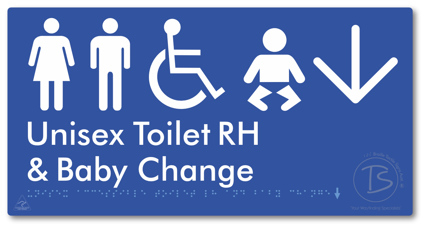 Unisex Accessible Toilet RH and Baby Change with Large Directional Arrow