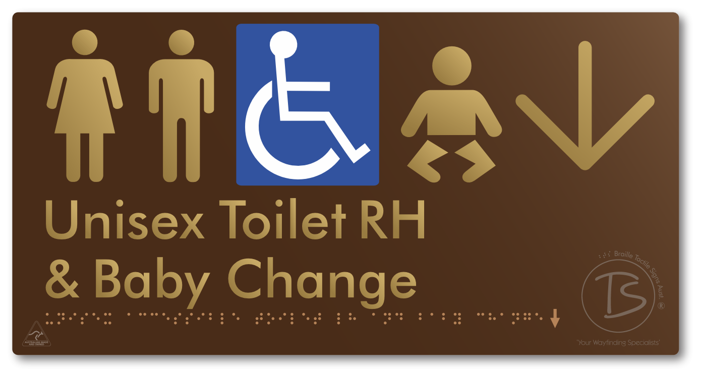 Unisex Accessible Toilet RH and Baby Change with Large Directional Arrow