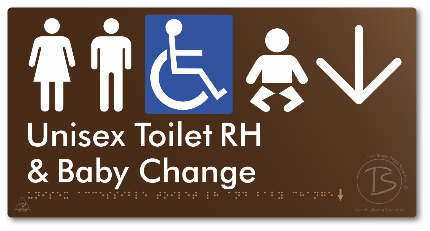 Unisex Accessible Toilet RH and Baby Change with Large Directional Arrow