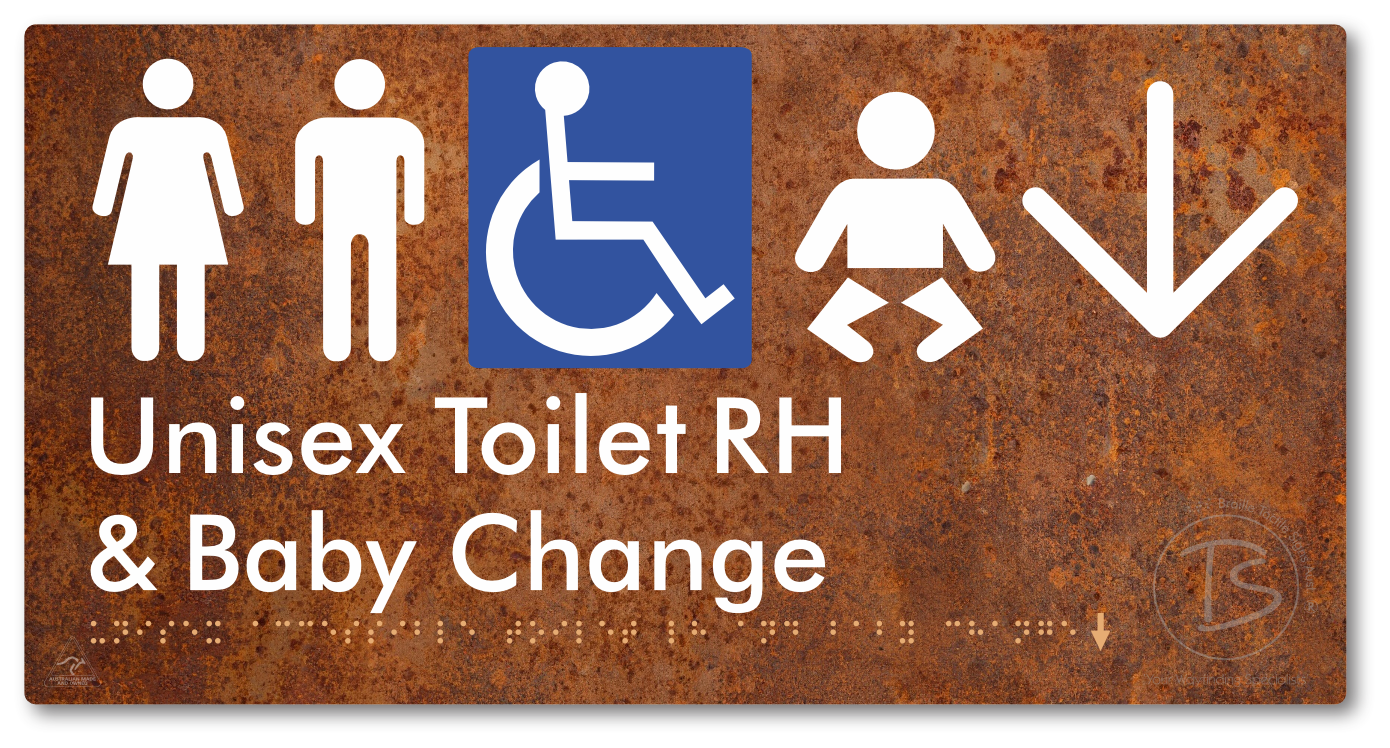 Unisex Accessible Toilet RH and Baby Change with Large Directional Arrow