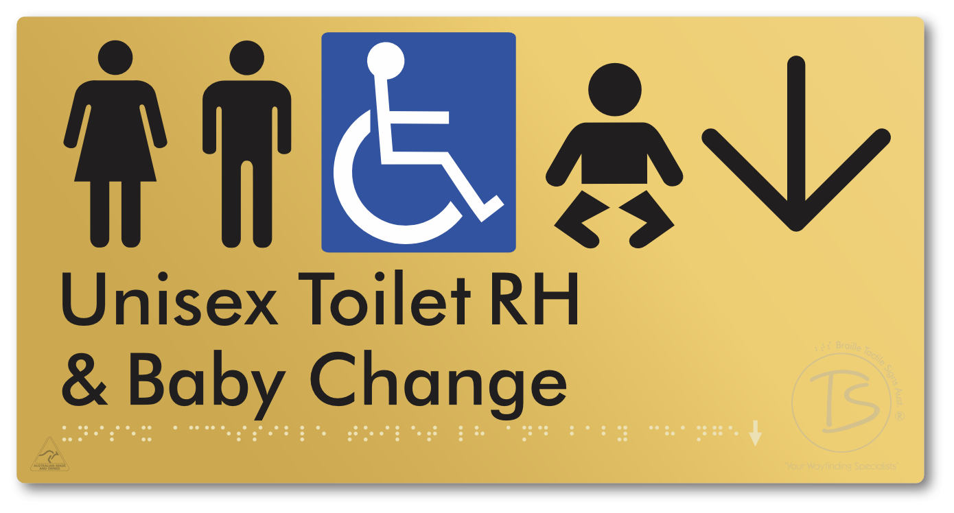 Unisex Accessible Toilet RH and Baby Change with Large Directional Arrow