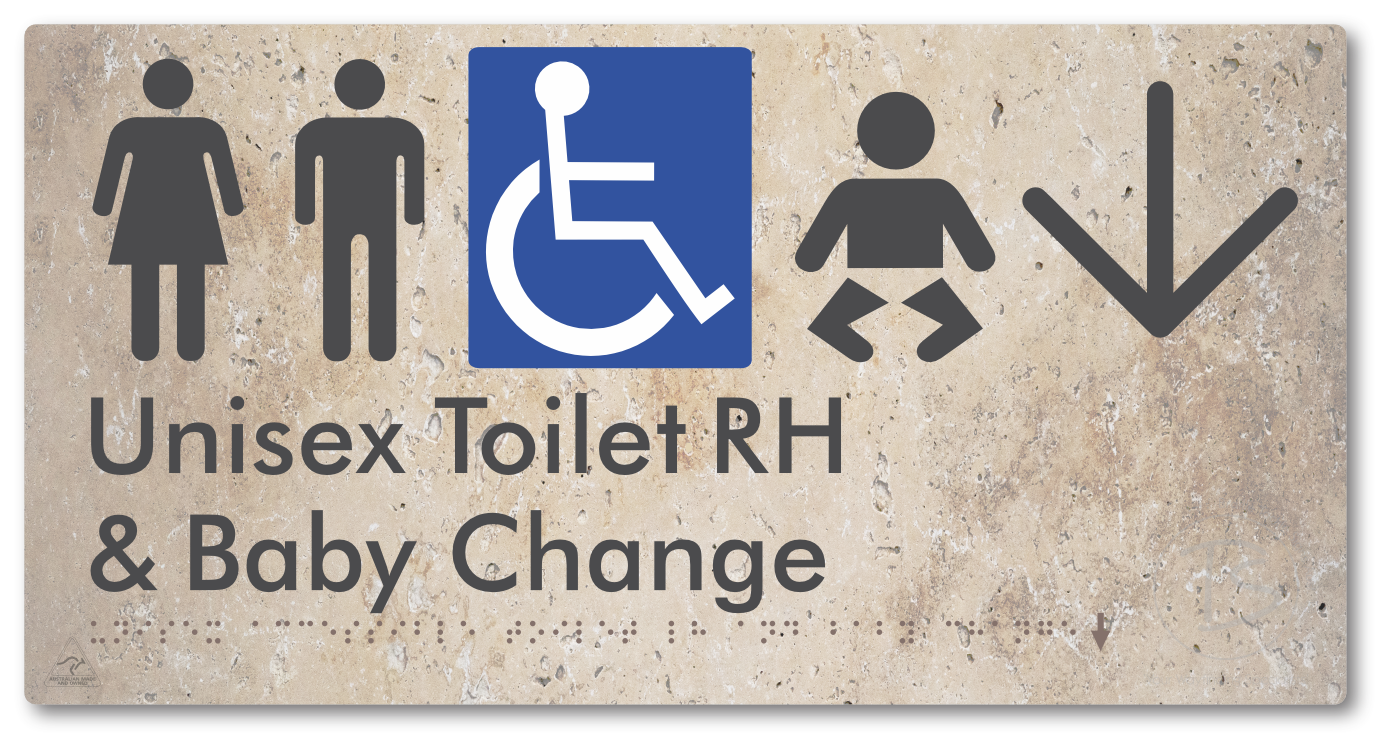 Unisex Accessible Toilet RH and Baby Change with Large Directional Arrow