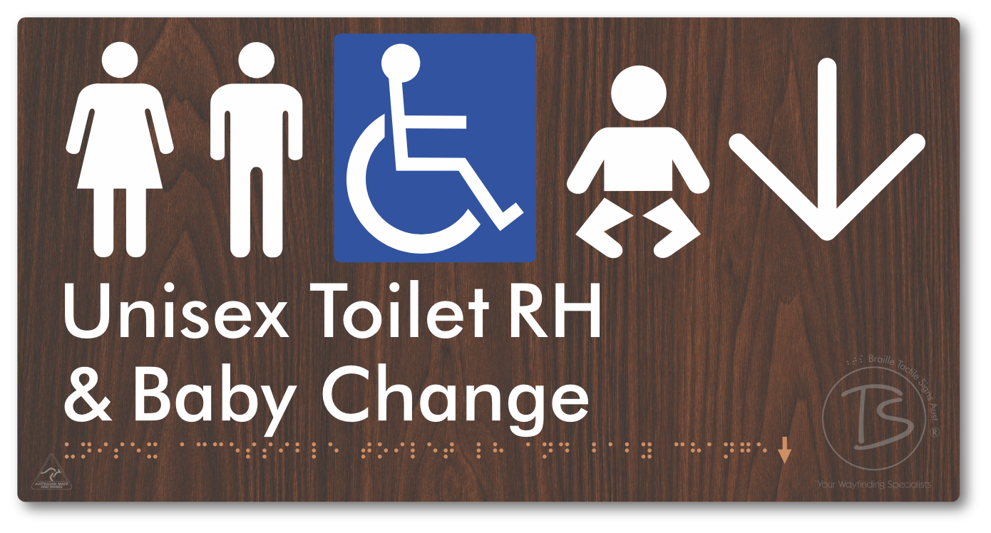 Unisex Accessible Toilet RH and Baby Change with Large Directional Arrow
