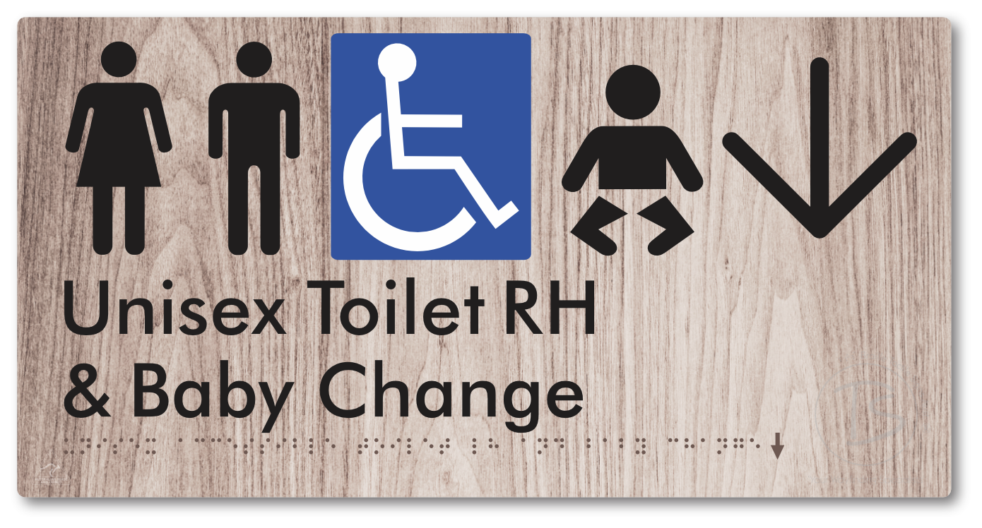 Unisex Accessible Toilet RH and Baby Change with Large Directional Arrow