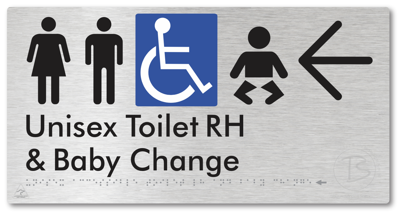 Unisex Accessible Toilet RH and Baby Change with Large Directional Arrow