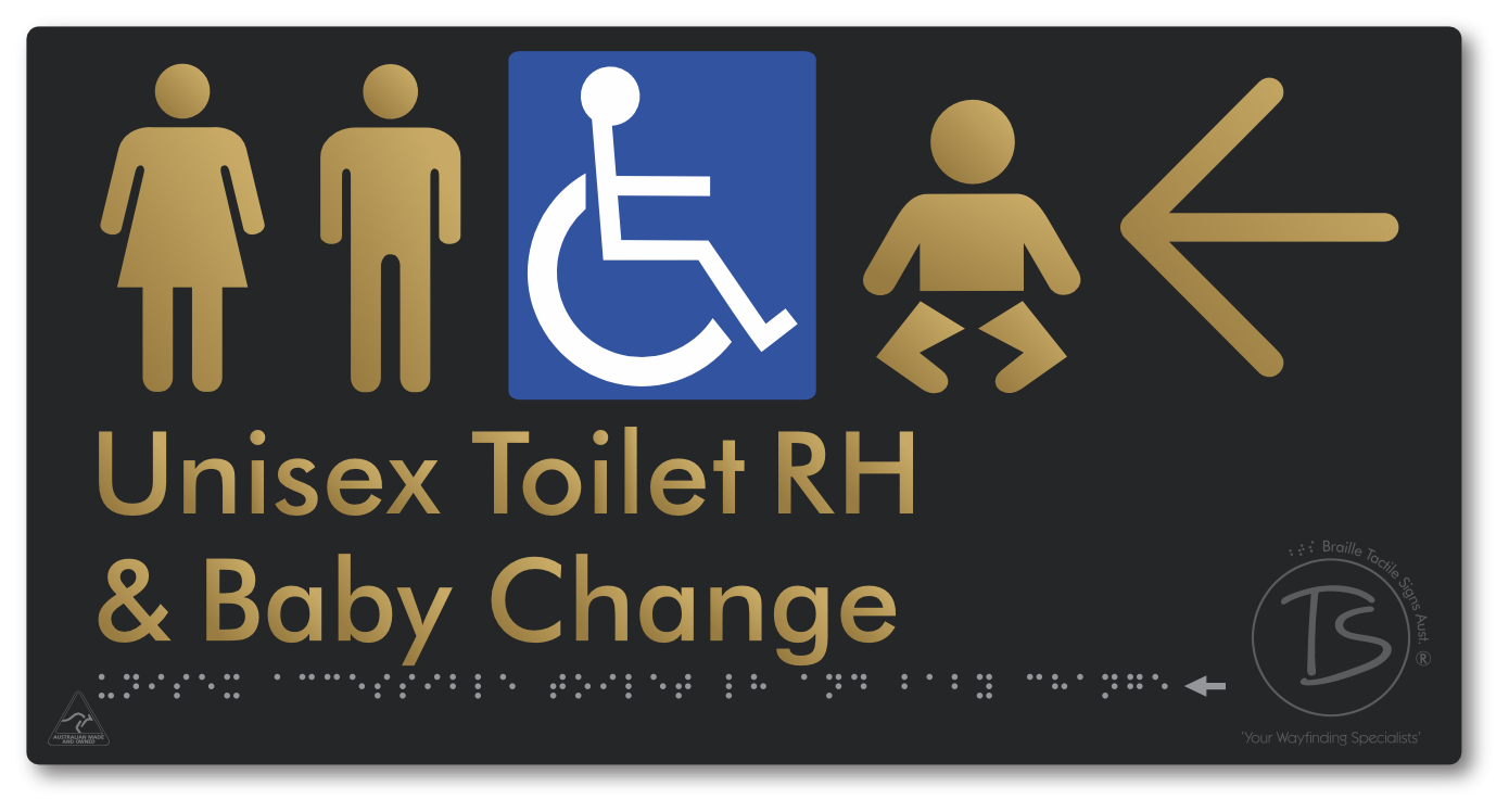 Unisex Accessible Toilet RH and Baby Change with Large Directional Arrow