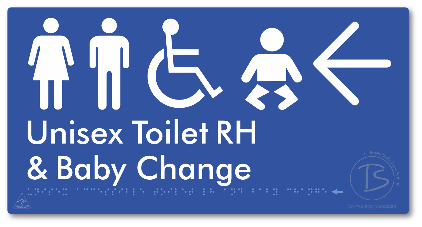 Unisex Accessible Toilet RH and Baby Change with Large Directional Arrow