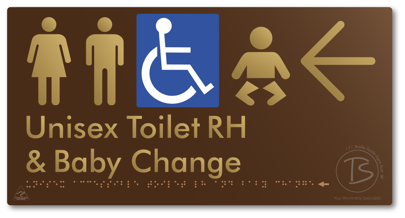 Unisex Accessible Toilet RH and Baby Change with Large Directional Arrow