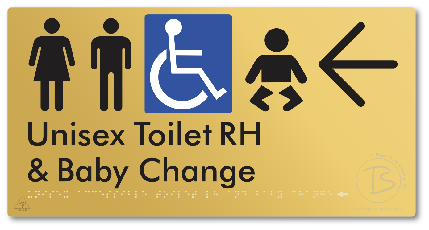 Unisex Accessible Toilet RH and Baby Change with Large Directional Arrow