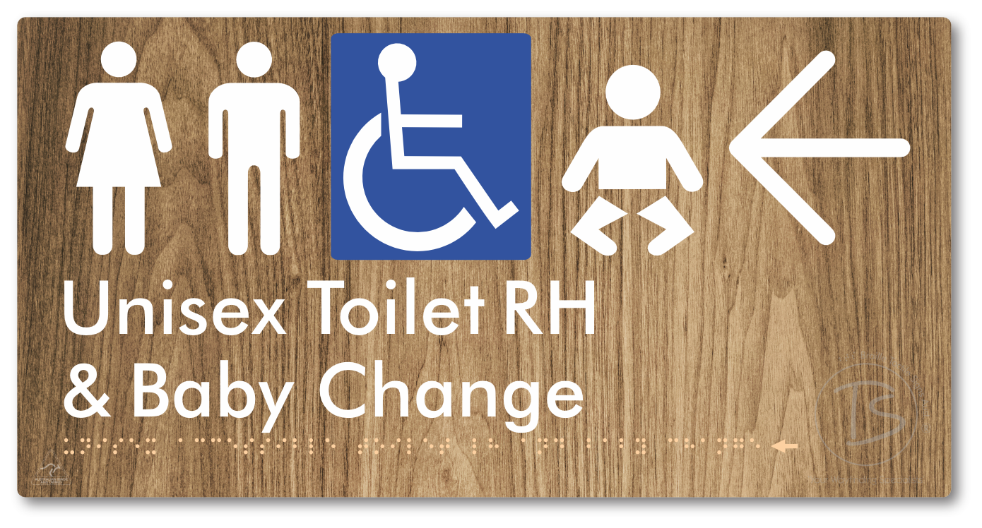Unisex Accessible Toilet RH and Baby Change with Large Directional Arrow