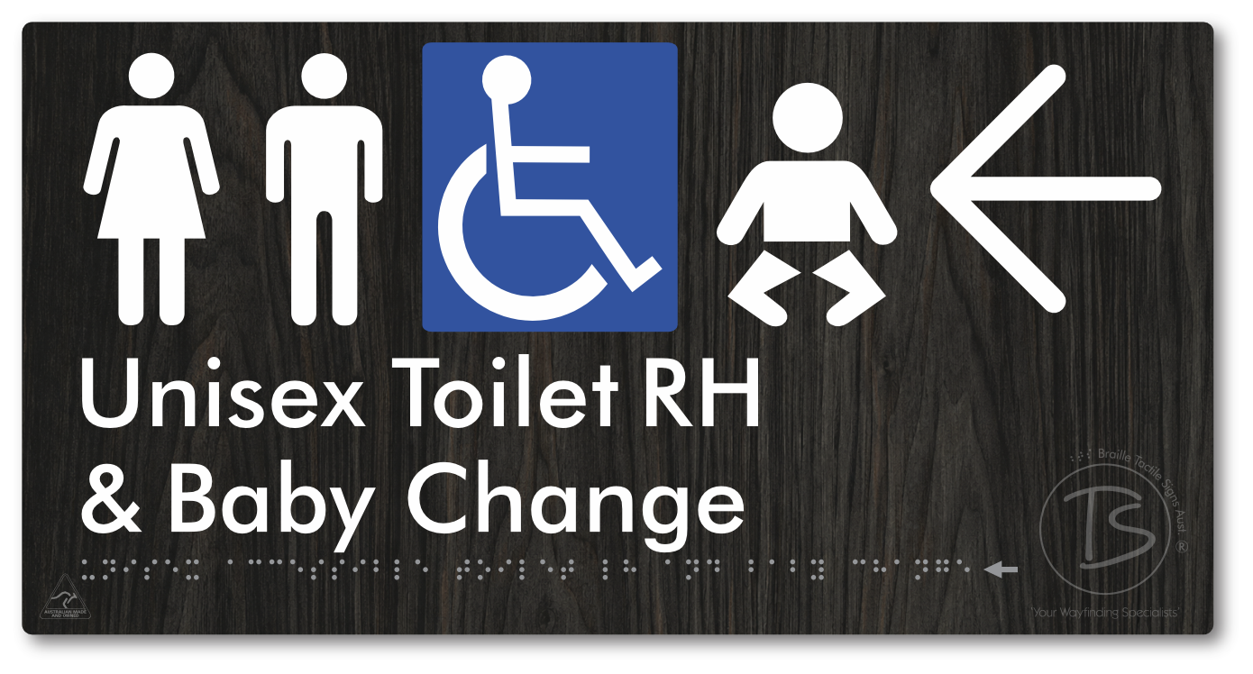 Unisex Accessible Toilet RH and Baby Change with Large Directional Arrow