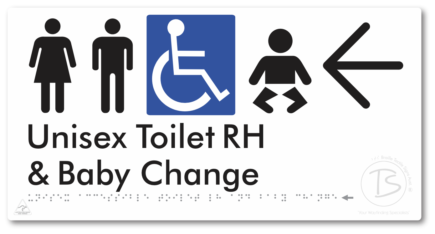 Unisex Accessible Toilet RH and Baby Change with Large Directional Arrow