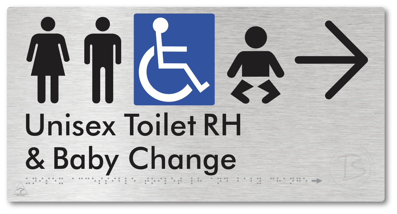 Unisex Accessible Toilet RH and Baby Change with Large Directional Arrow