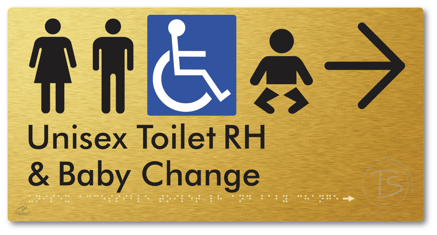 Unisex Accessible Toilet RH and Baby Change with Large Directional Arrow