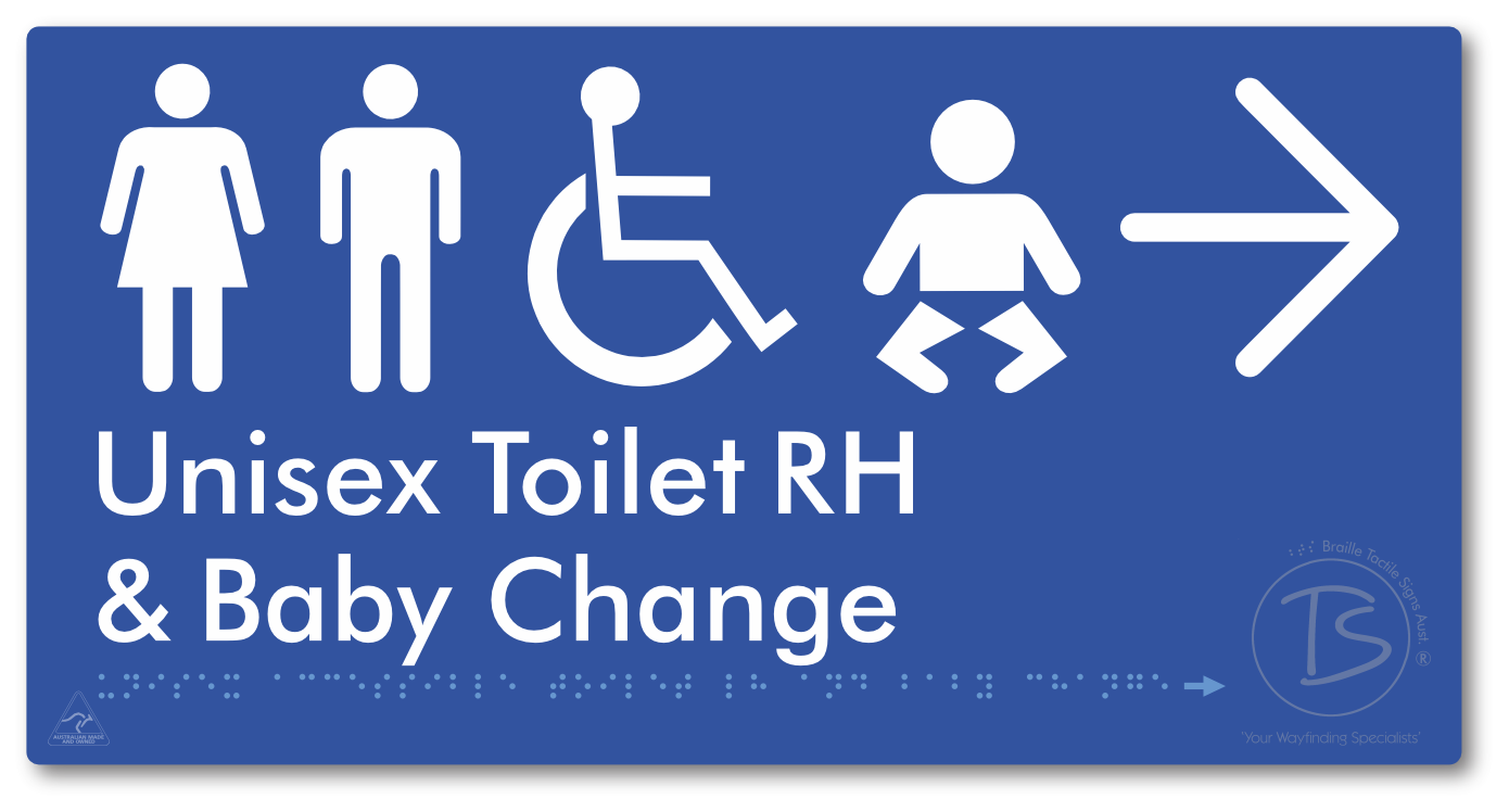 Unisex Accessible Toilet RH and Baby Change with Large Directional Arrow